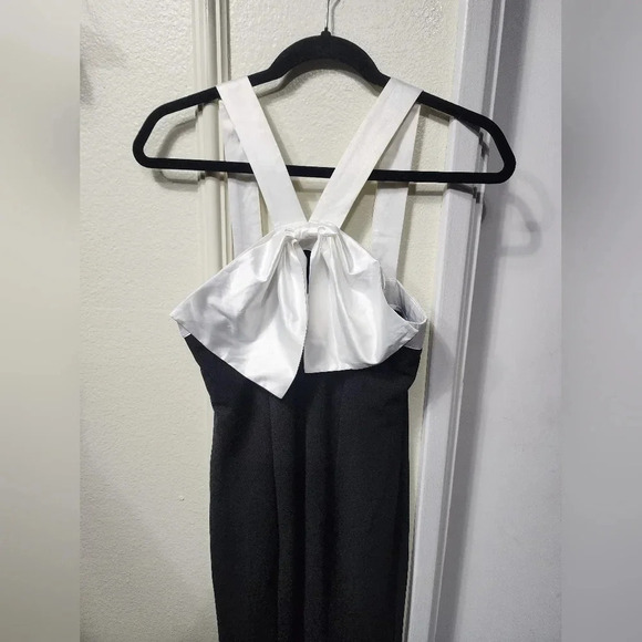 Lulus Luxurious Outlook Black and White Bow Mermaid Maxi Dress Party Prom - Picture 9 of 12